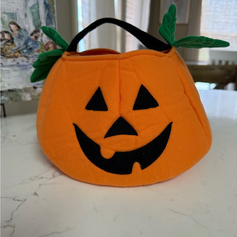 Vintage Orange Pumpkin Halloween Basket
